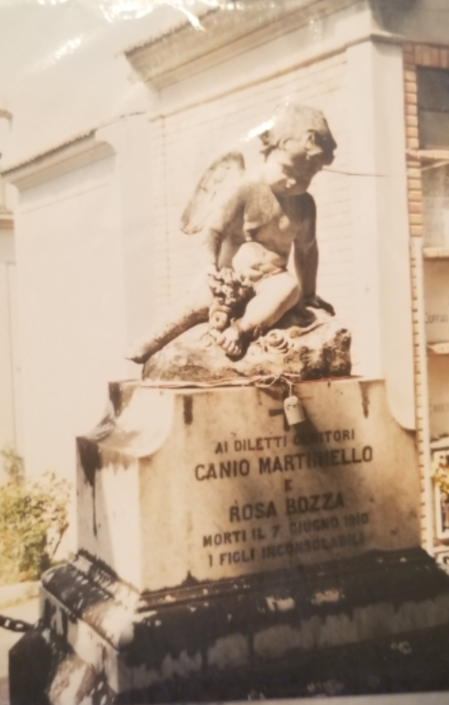 5 Canio Martiniello and Rossa Bozza Nannariello, tombstone, both died together in1910 in a Calitri earthquake, Cemetery in Calitri, Italy.