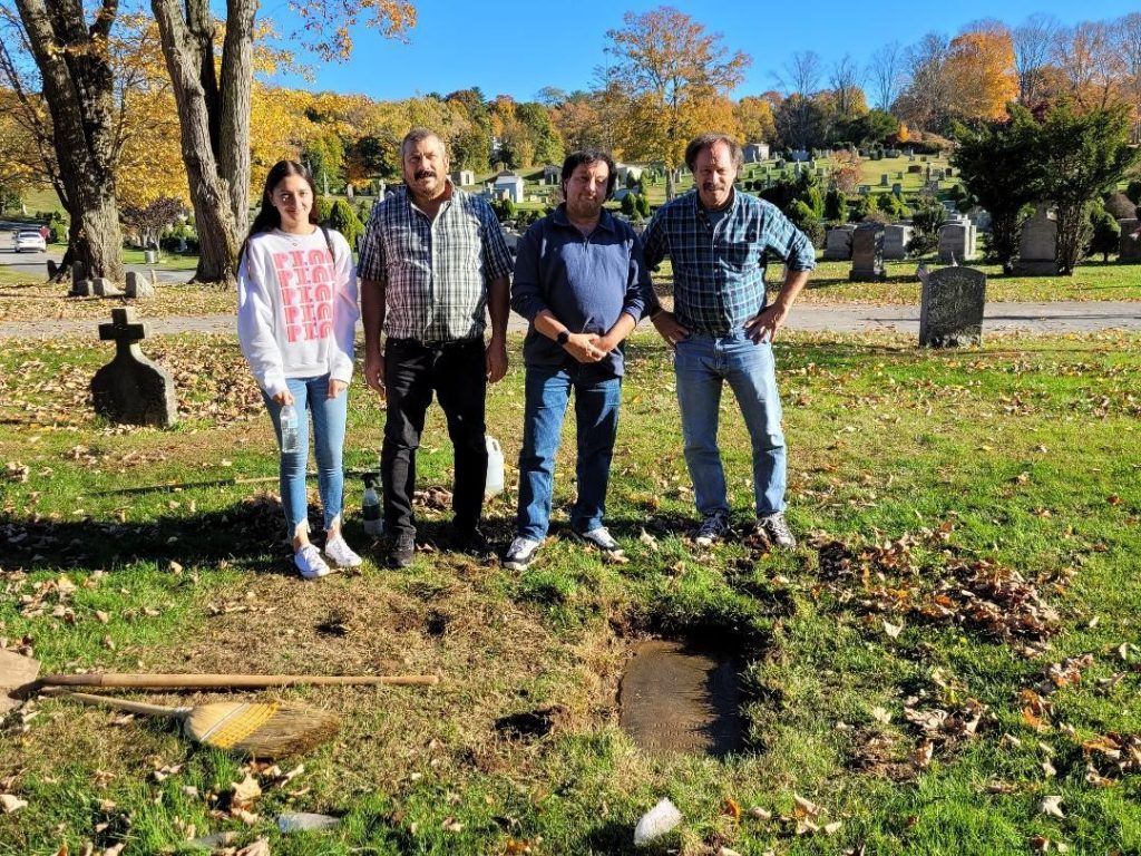 10 Nannariello Family visiting Mt Calvary Cemetery, Left Kayla Nannariello, Richard Nannariello, Gary Nannariello, Steve Nannariello, Mt. Calvary Cemetery, White Plains, New York 2022